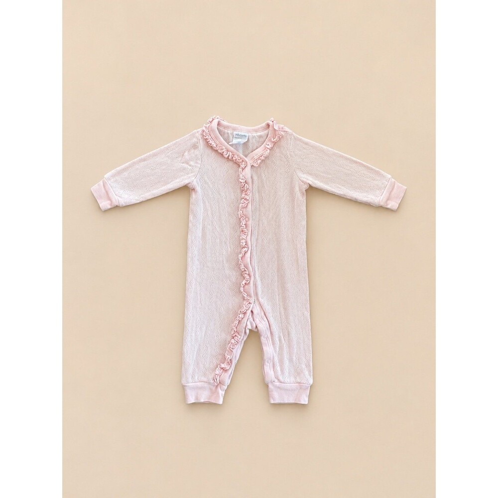 Modern Moments Baby Girl Pink Ruffle Sleeper Footless One Piece Soft Knit Pajama
